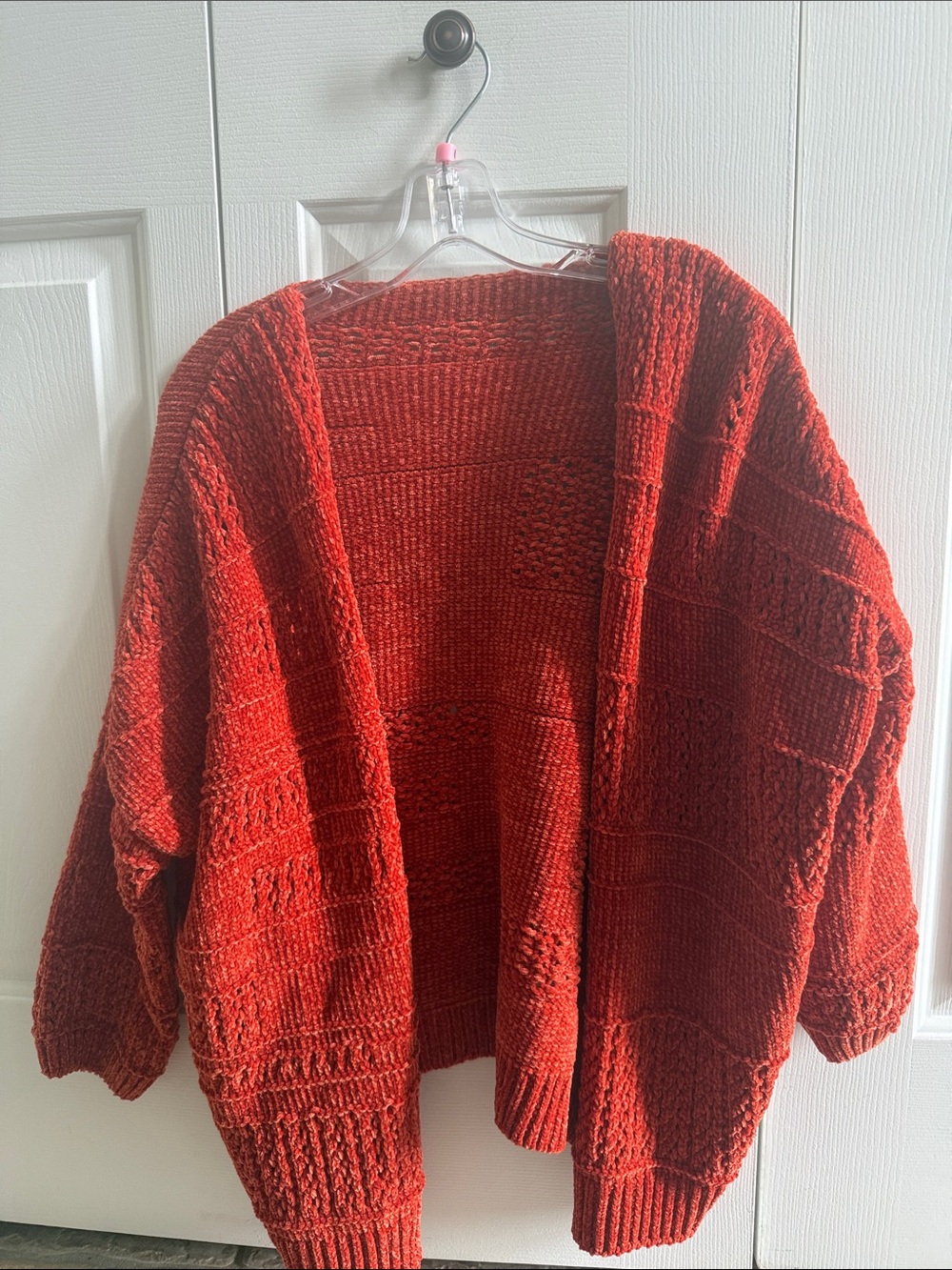 Chunky Knit Cardigan Sweater - Burnt Orange OS